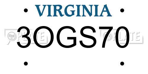 3OGS70 Virginia License Plate