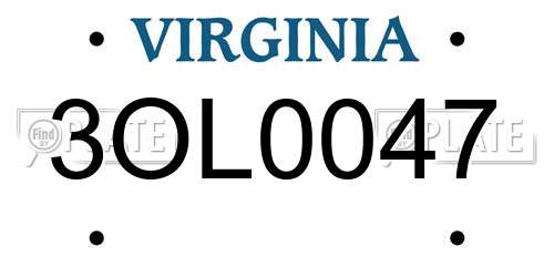 3OL0047 Virginia License Plate