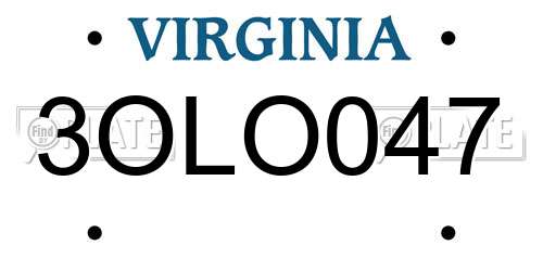 3OLO047 Virginia License Plate