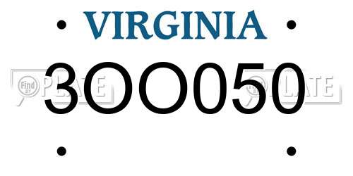 3OO050 Virginia License Plate