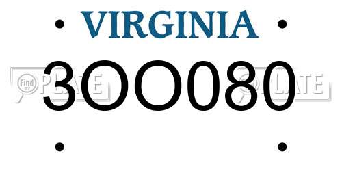 3OO080 Virginia License Plate