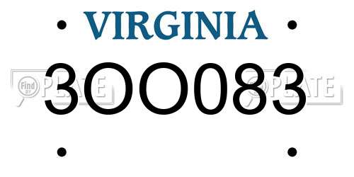 3OO083 Virginia License Plate
