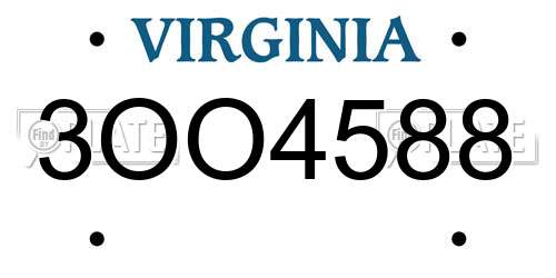 3OO4588 Virginia License Plate