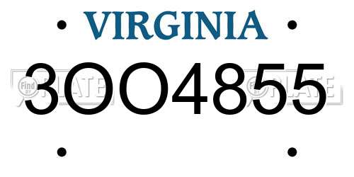3OO4855 Virginia License Plate
