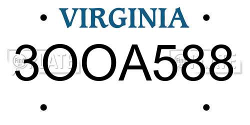 3OOA588 Virginia License Plate