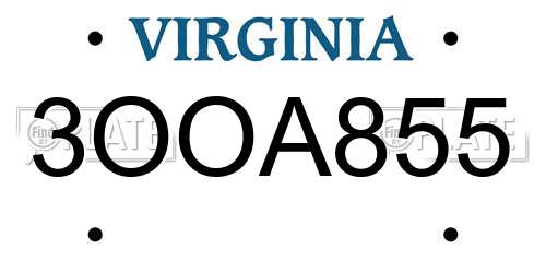3OOA855 Virginia License Plate