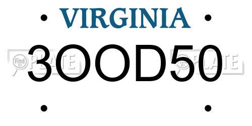 3OOD50 Virginia License Plate