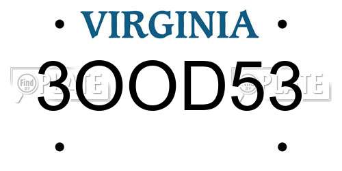 3OOD53 Virginia License Plate