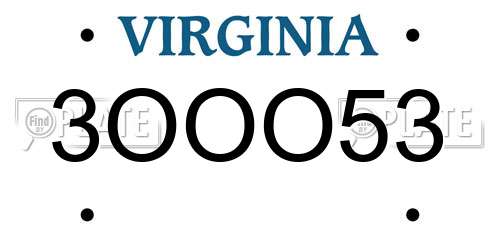 3OOO53 Virginia License Plate