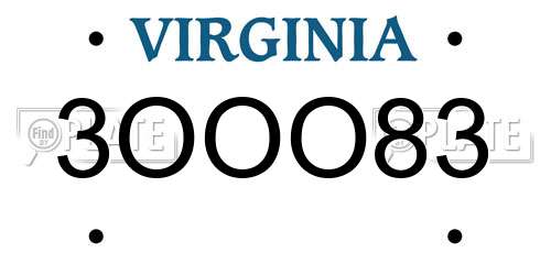 3OOO83 Virginia License Plate