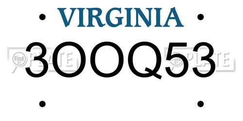 3OOQ53 Virginia License Plate