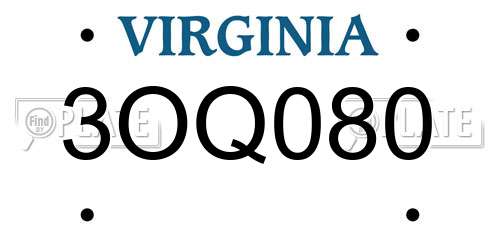 3OQ080 Virginia License Plate