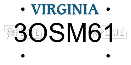 3OSM61 Virginia License Plate