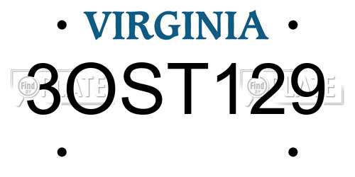 3OST129 Virginia License Plate