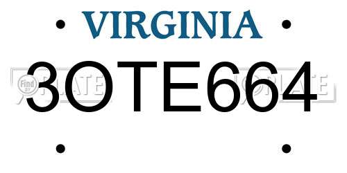 3OTE664 Virginia License Plate
