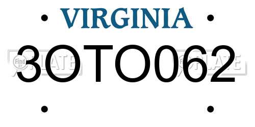 3OTO062 Virginia License Plate