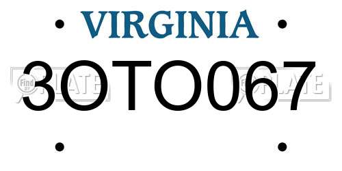 3OTO067 Virginia License Plate