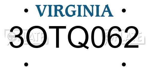 3OTQ062 Virginia License Plate