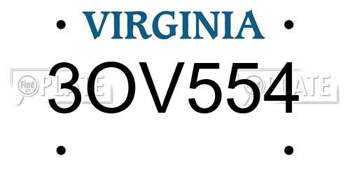 3OV554 Virginia License Plate