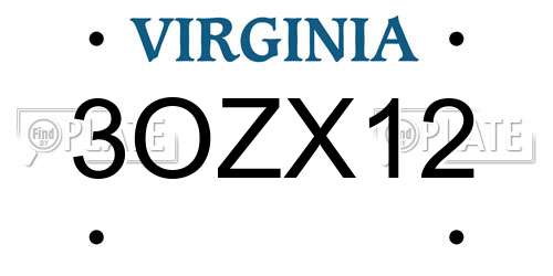 3OZX12 Virginia License Plate
