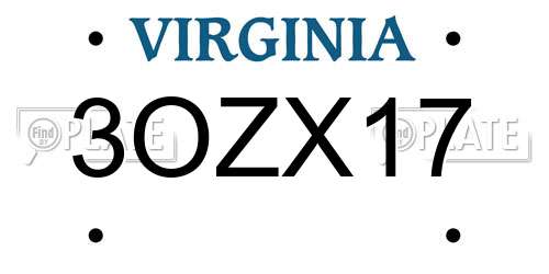 3OZX17 Virginia License Plate