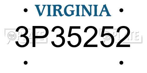 3P35252 Virginia License Plate