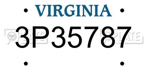 3P35787 Virginia License Plate