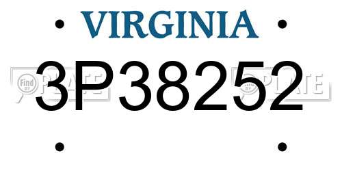 3P38252 Virginia License Plate