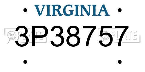 3P38757 Virginia License Plate