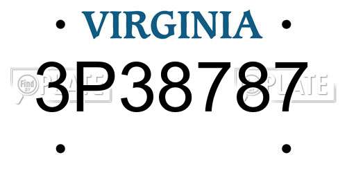 3P38787 Virginia License Plate