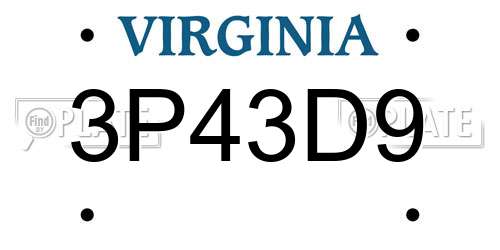 3P43D9 Virginia License Plate