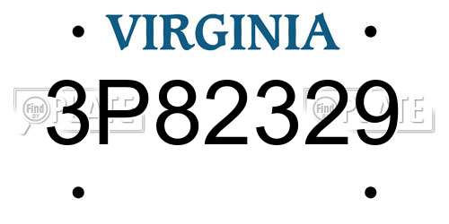 3P82329 Virginia License Plate