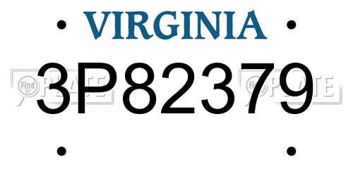 3P82379 Virginia License Plate