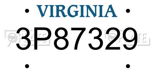 3P87329 Virginia License Plate