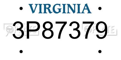 3P87379 Virginia License Plate