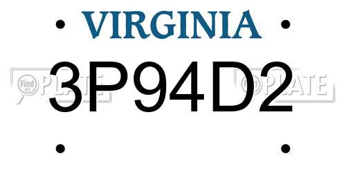 3P94D2 Virginia License Plate
