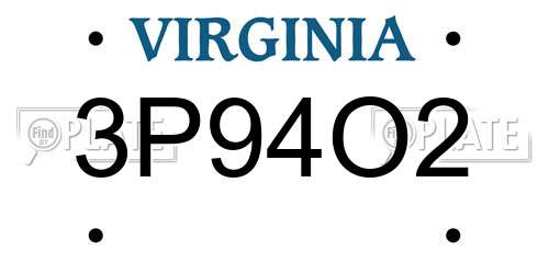 3P94O2 Virginia License Plate