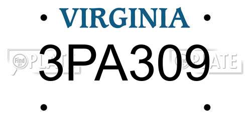 3PA309 Virginia License Plate
