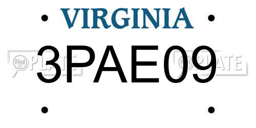 3PAE09 Virginia License Plate