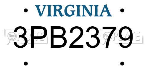3PB2379 Virginia License Plate