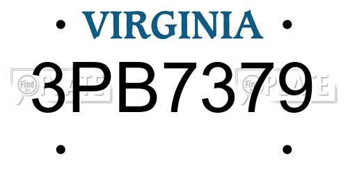 3PB7379 Virginia License Plate