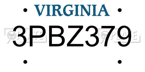 3PBZ379 Virginia License Plate