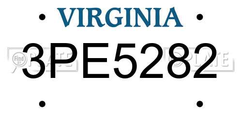 3PE5282 Virginia License Plate