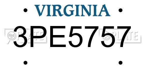 3PE5757 Virginia License Plate