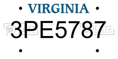 3PE5787 Virginia License Plate