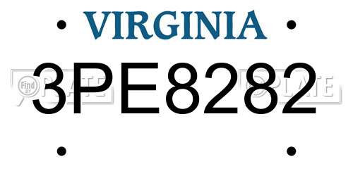 3PE8282 Virginia License Plate
