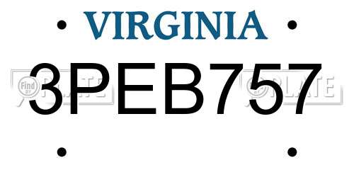 3PEB757 Virginia License Plate