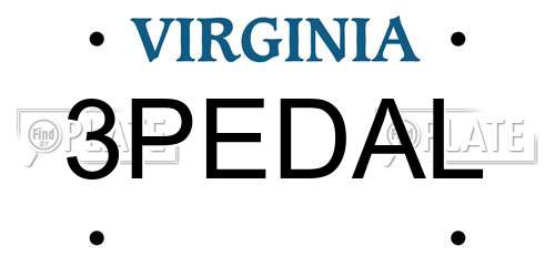3PEDAL Virginia License Plate