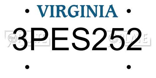 3PES252 Virginia License Plate
