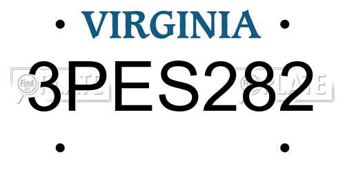 3PES282 Virginia License Plate